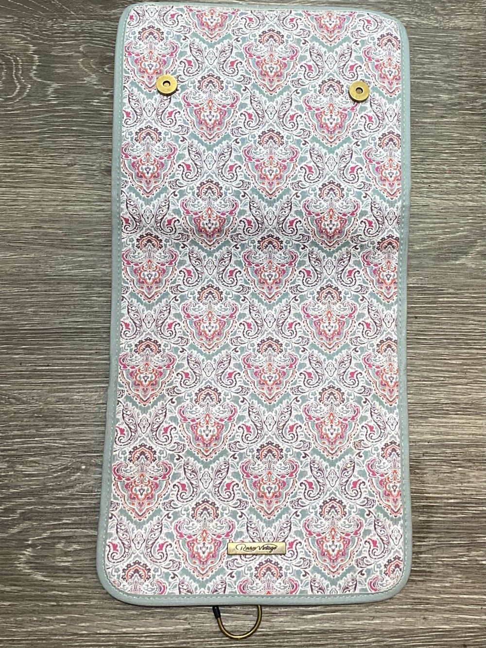 Teal & Pink Tapestry Pattern Hanging Travel Cosmetic & Toiletry Organizer - Picture 2 of 7